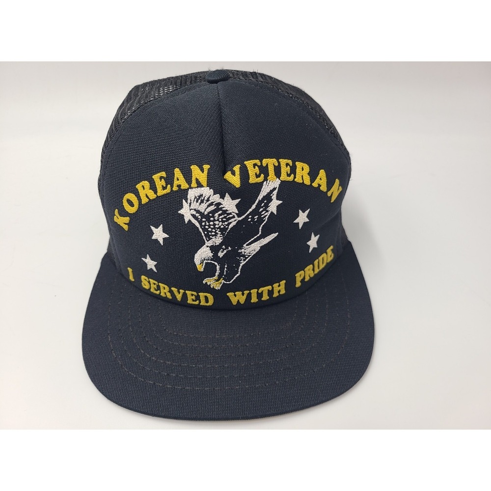 Vintage Korean Veteran I Served With Pride Eagle Mesh Trucker Snapback Hat Cap